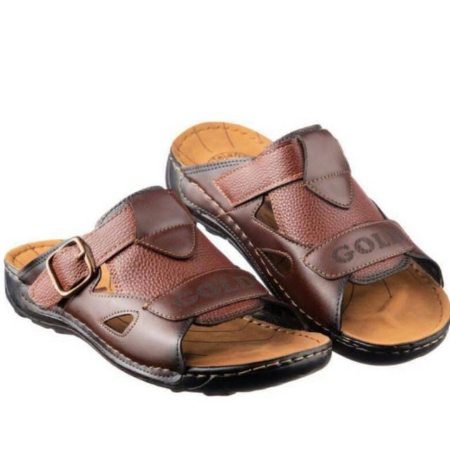 صندل مردانه مدل گلد با کیفیت بالا و شیک رنگ قهوه ای سگکی